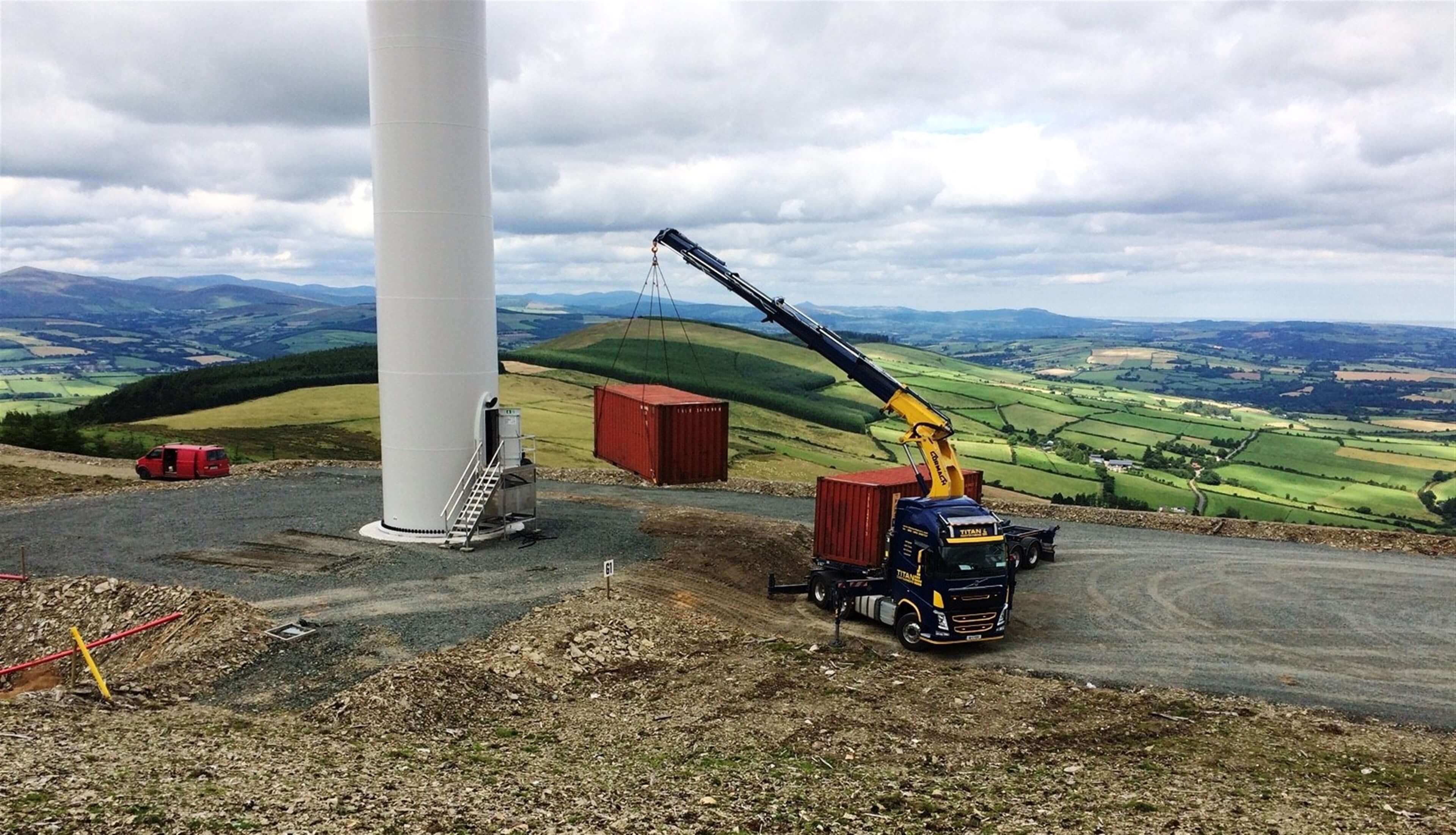 Container on crane windmill