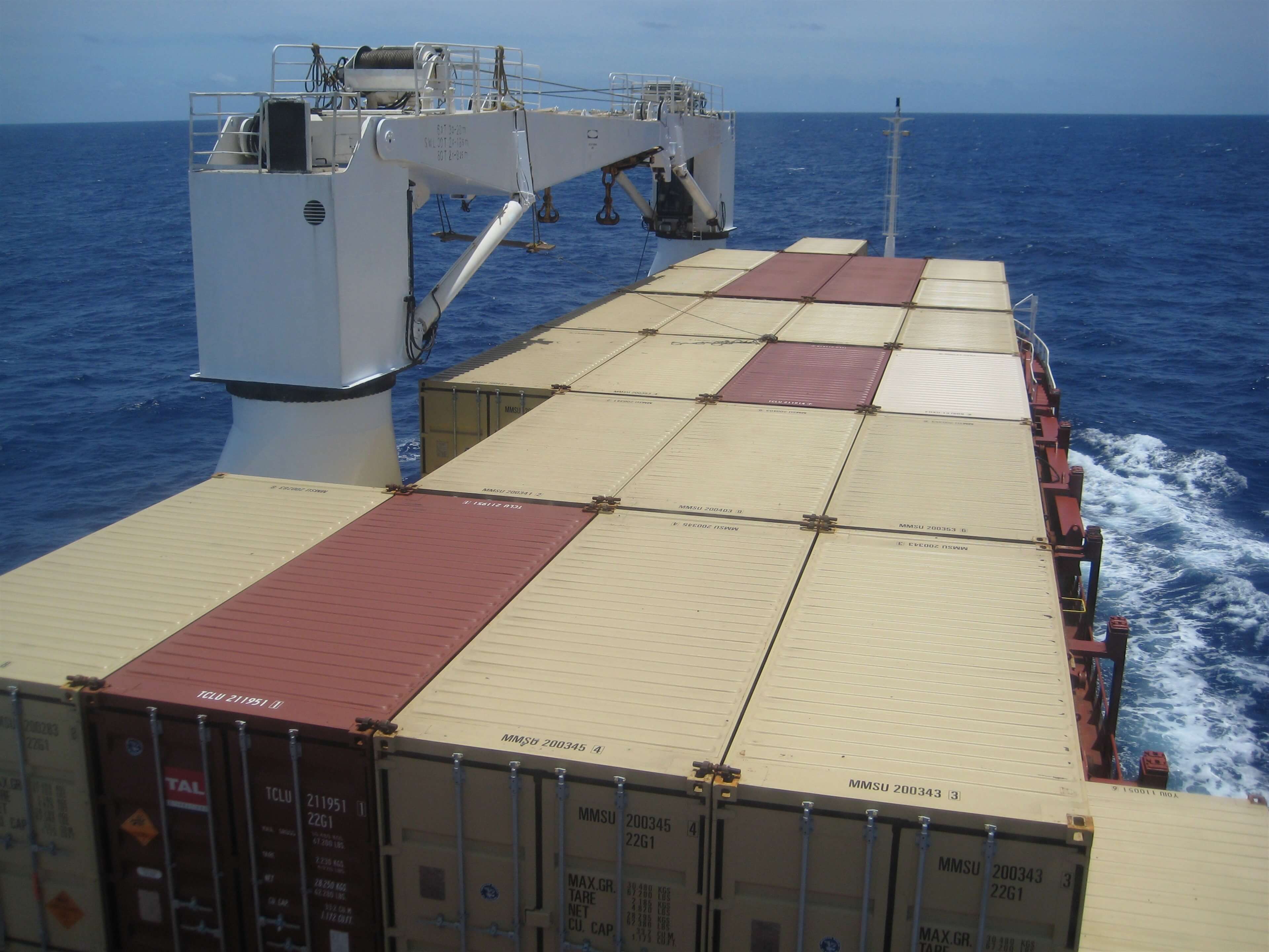 Containers on ship