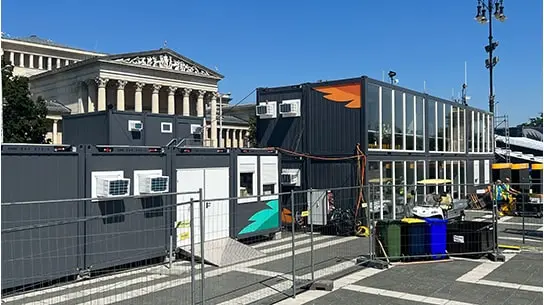 Kancelářské kontejnery pro mistrovství světa v atletice v Budapešti