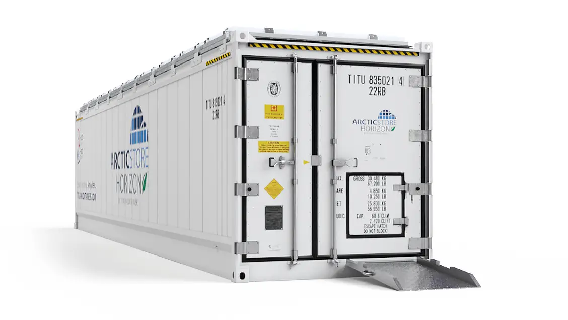 40ft ArcticStore Horizon Pohled zepředu se Solárními Panely