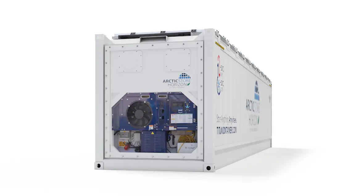 40ft ArcticStore Horizon se Solárními Panely Pohled zezadu