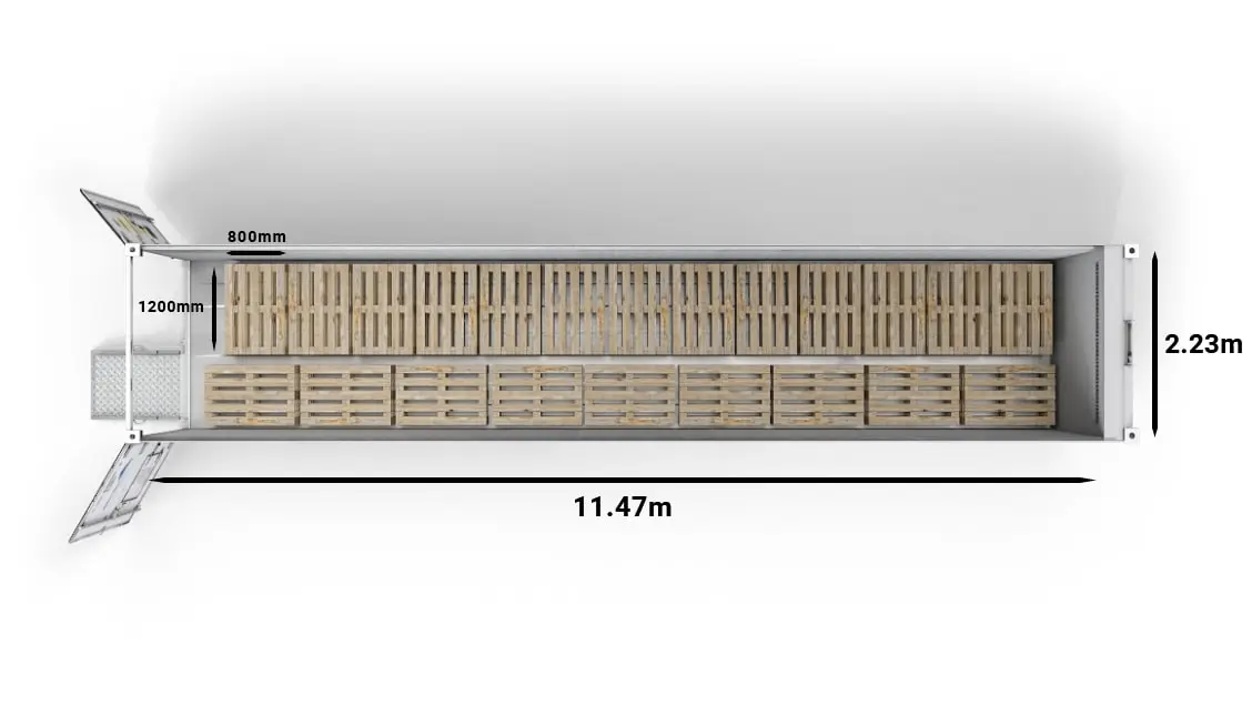 22 europalety v 40stopém ArcticStore Horizon