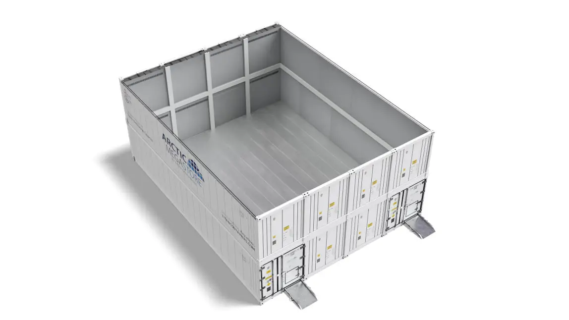 Arctic MegaStore vysokokapacitní modulární řešení chlazeného skladování od TITAN Containers.