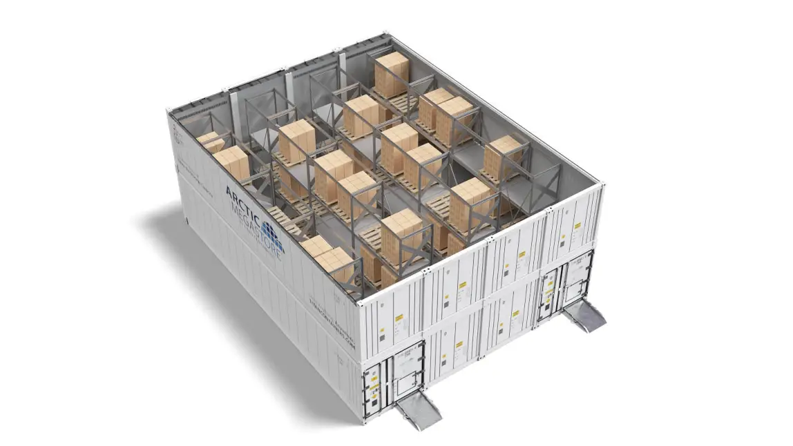 Arctic MegaStore vysokokapacitní modulární řešení chlazeného skladování od TITAN Containers.