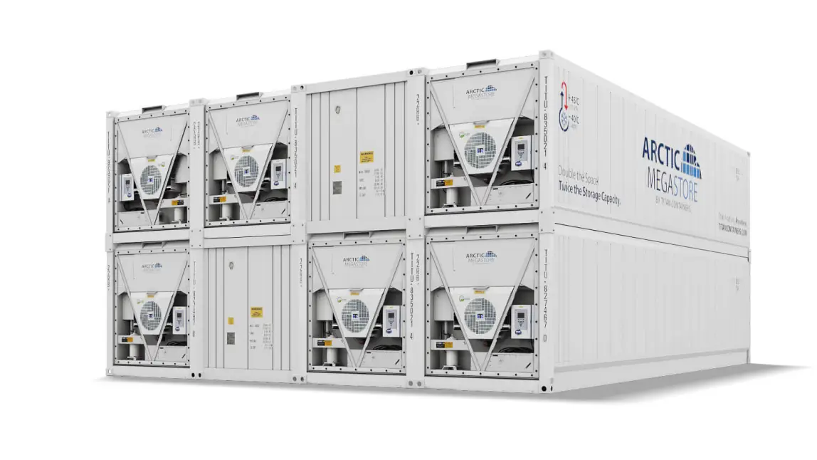Arctic MegaStore vysokokapacitní modulární řešení chlazeného skladování od TITAN Containers.